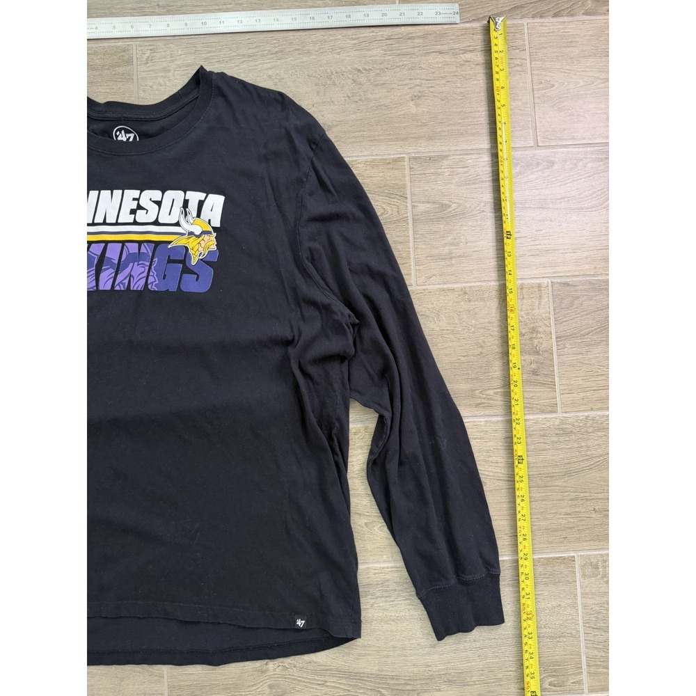 Minnesota Vikings Long Sleeve Shirt Mens 3XL Black NFL 47 Brand Graphic Tee - Picture 4 of 13